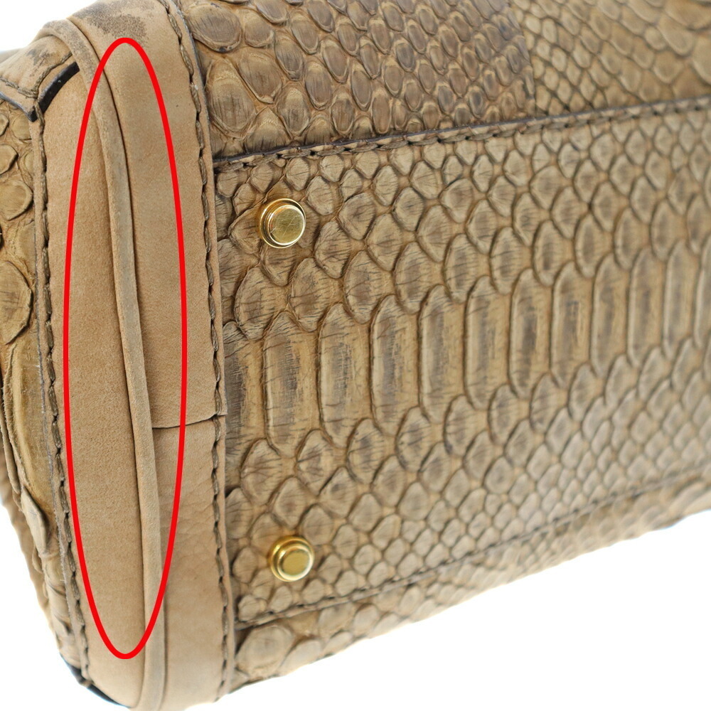 Gucci Shoulder Bag Python Leather Brown Beige - image 5